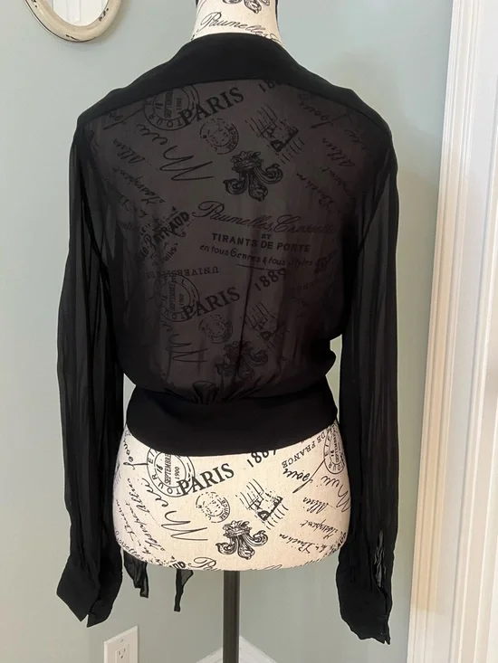 Stockholm Atelier & other Stories Black Sheer Top | SZ 4 |Snap Closure |Like New - Picture 3 of 11